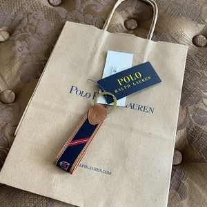 NWT Polo Ralph Lauren Leather Pony Key Chain Ring NWT